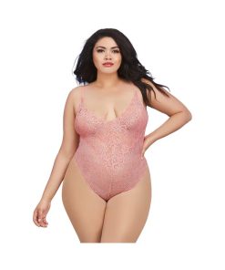 Dreamgirl Teddy & Sheer Mesh Maxi Skirt With G-String Rose Queen 2X Hanging