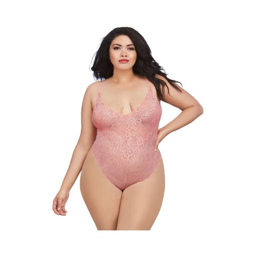 Dreamgirl Teddy & Sheer Mesh Maxi Skirt With G-String Rose Queen 2X Hanging - Image 3