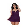 Dreamgirl Stretch Mesh And Lace Babydoll Plum Queen 1X Hanging