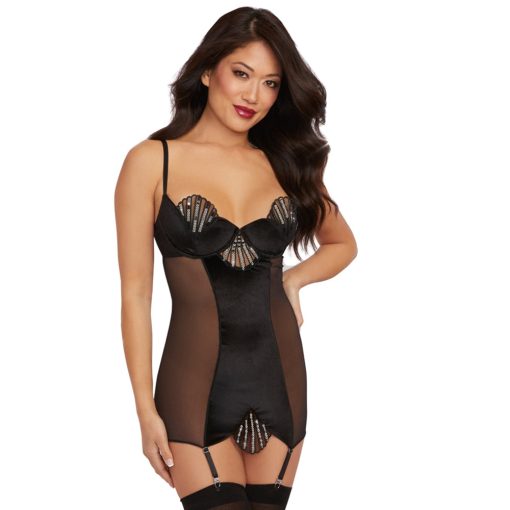 Dreamgirl Stretch Velvet Garter Slip Black Xl Hanging