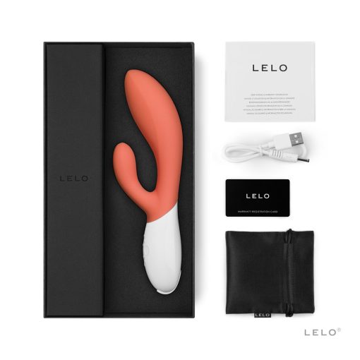 LELO INA 3 – Luxury Dual Stimulator Rabbit Vibrator (Coral Red) - Image 2
