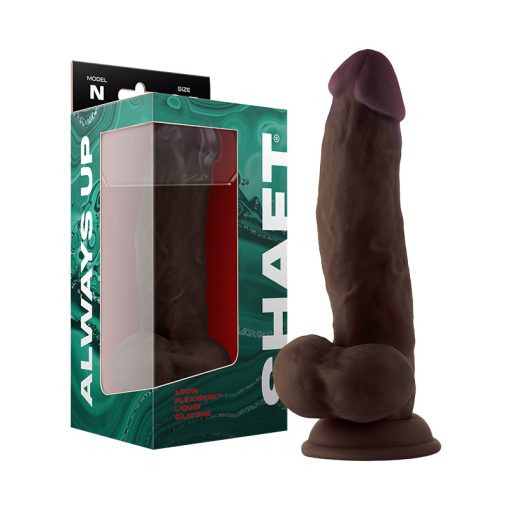 Shaft Model N: 8.5 In. Dual Density Silicone Dildo With Balls Mahogany