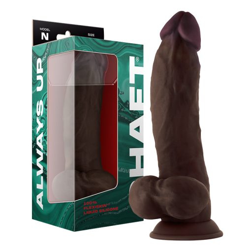 Shaft Model N: 9.5 In. Dual Density Silicone Dildo With Balls Mahogany
