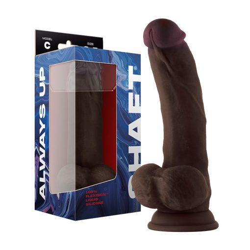 Shaft Model C: 8.5 In. Dual Density Silicone Dildo With Balls Mahogany