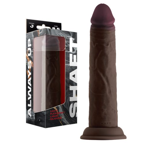 Shaft Model J: 8.5 In. Dual Density Silicone Dildo Mahogany