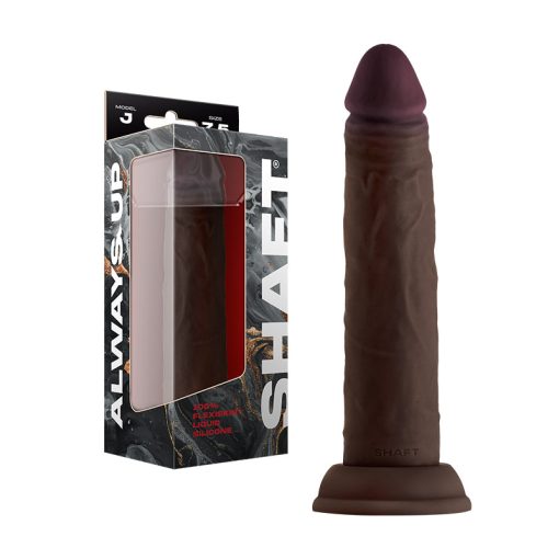Shaft Model J: 7.5 In. Dual Density Silicone Dildo Mahogany