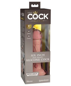 King Cock Elite 6 In. Dual Density Silicone Cock Realistic Dildo With Suction Cup Beige