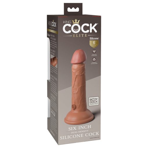 King Cock Elite 6 In. Dual Density Silicone Cock Realistic Dildo With Suction Cup Tan - Image 2