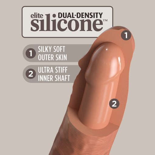 King Cock Elite 7 In. Dual Density Silicone Cock Realistic Dildo With Suction Cup Tan - Image 6