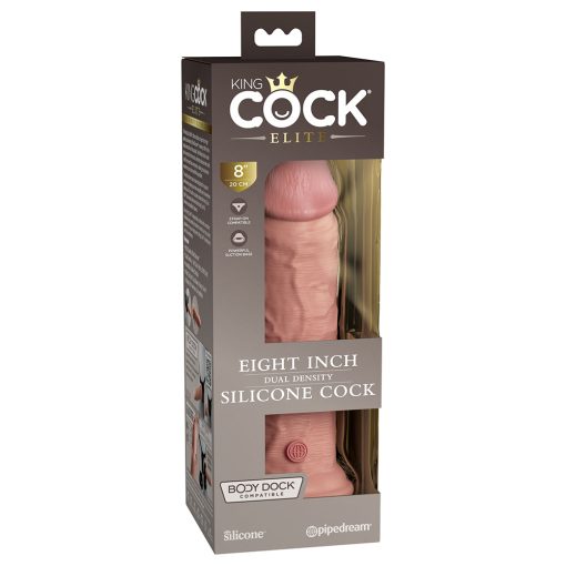 King Cock Elite 8 In. Dual Density Silicone Cock Realistic Dildo With Suction Cup Beige