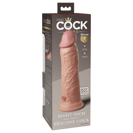 King Cock Elite 8 In. Dual Density Silicone Cock Realistic Dildo With Suction Cup Beige - Image 2