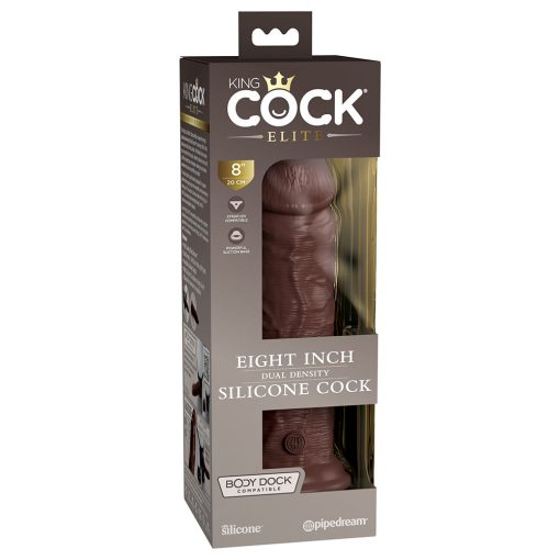 King Cock Elite 8 In. Dual Density Silicone Cock Realistic Dildo With Suction Cup Brown