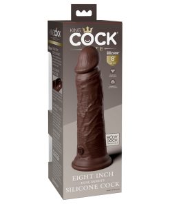 King Cock Elite 8 In. Dual Density Silicone Cock Realistic Dildo With Suction Cup Brown