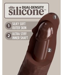 King Cock Elite 8 In. Dual Density Silicone Cock Realistic Dildo With Suction Cup Brown