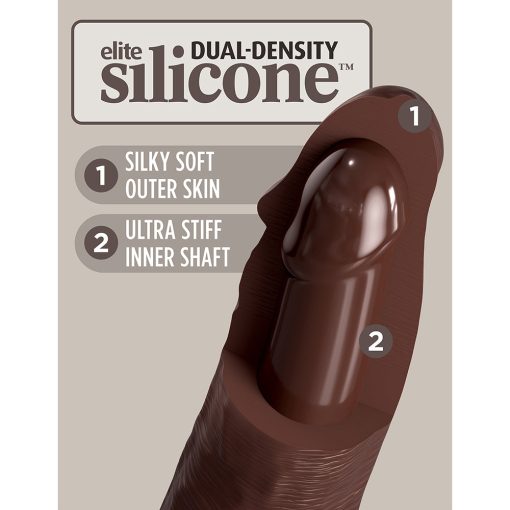 King Cock Elite 8 In. Dual Density Silicone Cock Realistic Dildo With Suction Cup Brown - Image 7