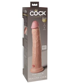 King Cock Elite 10 In. Dual Density Silicone Cock Realistic Dildo With Suction Cup Beige