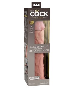 King Cock Elite 11 In. Dual Density Silicone Cock Realistic Dildo With Suction Cup Beige