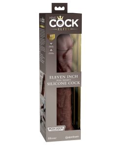 King Cock Elite 11 In. Dual Density Silicone Cock Realistic Dildo With Suction Cup Brown