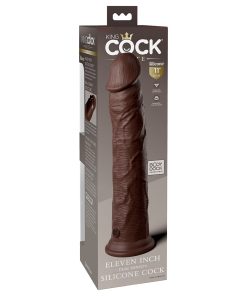 King Cock Elite 11 In. Dual Density Silicone Cock Realistic Dildo With Suction Cup Brown