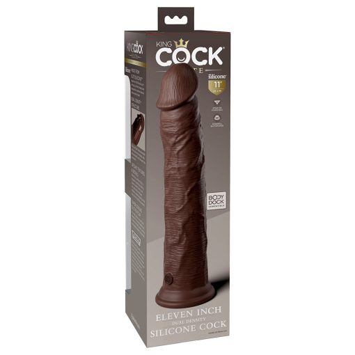 King Cock Elite 11 In. Dual Density Silicone Cock Realistic Dildo With Suction Cup Brown - Image 2