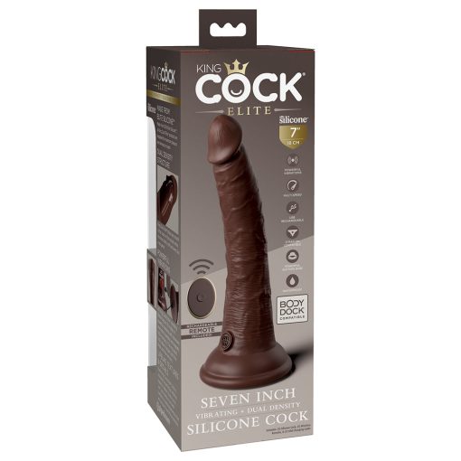 King Cock Elite 7 In. Vibrating Realistic Dildo With Suction Cup Brown - Image 2