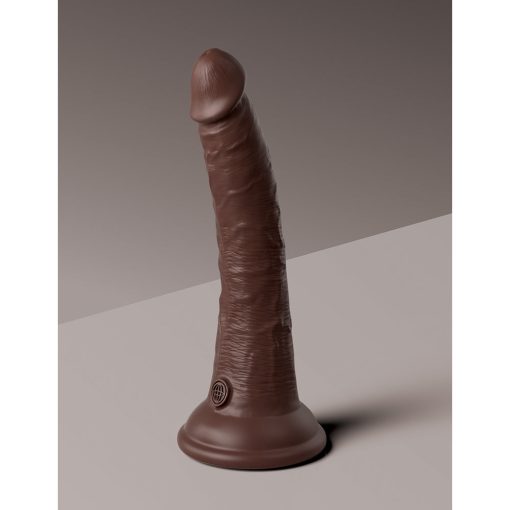 King Cock Elite 7 In. Vibrating Realistic Dildo With Suction Cup Brown - Image 5