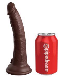 King Cock Elite 7 In. Vibrating Realistic Dildo With Suction Cup Brown