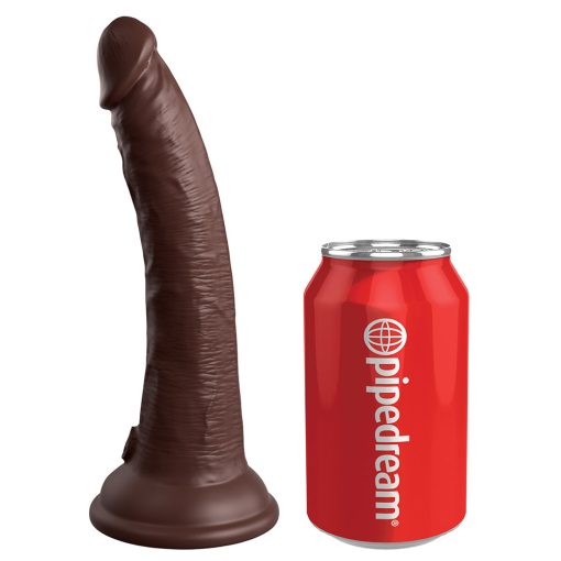 King Cock Elite 7 In. Vibrating Realistic Dildo With Suction Cup Brown - Image 6