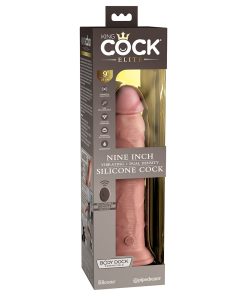 King Cock Elite 9 In. Vibrating Dual Density Silicone Realistic Dildo Beige