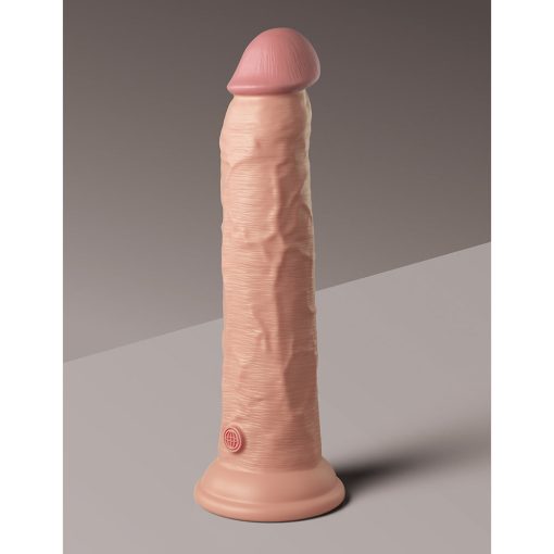 King Cock Elite 9 In. Vibrating Dual Density Silicone Realistic Dildo Beige - Image 4