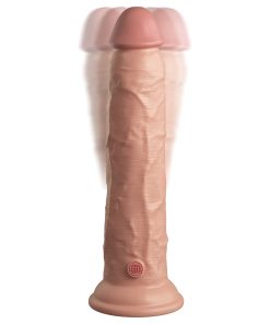 King Cock Elite 9 In. Vibrating Dual Density Silicone Realistic Dildo Beige