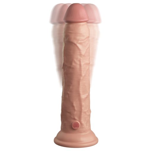 King Cock Elite 9 In. Vibrating Dual Density Silicone Realistic Dildo Beige - Image 5