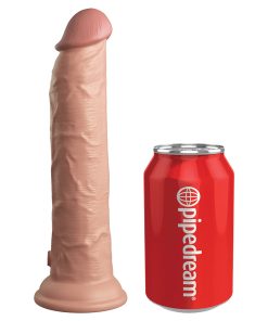 King Cock Elite 9 In. Vibrating Dual Density Silicone Realistic Dildo Beige