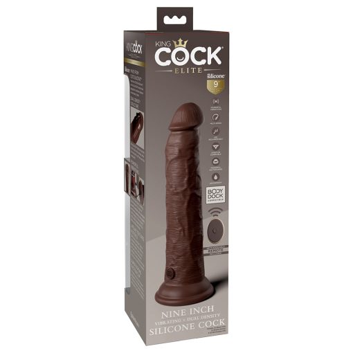 King Cock Elite 9 In. Vibrating Dual Density Silicone Realistic Dildo Brown - Image 2