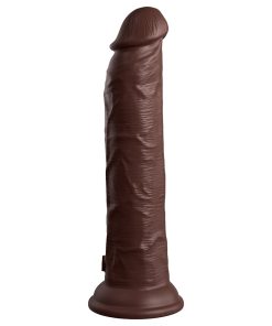 King Cock Elite 9 In. Vibrating Dual Density Silicone Realistic Dildo Brown
