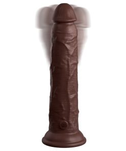 King Cock Elite 9 In. Vibrating Dual Density Silicone Realistic Dildo Brown