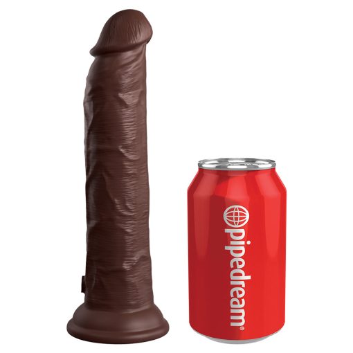King Cock Elite 9 In. Vibrating Dual Density Silicone Realistic Dildo Brown - Image 5