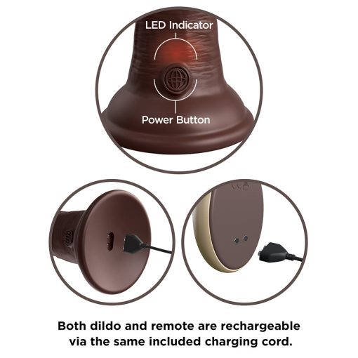 King Cock Elite 9 In. Vibrating Dual Density Silicone Realistic Dildo Brown - Image 7