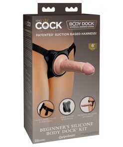 King Cock Elite Beginner'S Silicone Body Dock Kit With Dildo Beige/Black