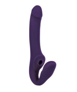 Evolved 2 Become 1 Rechargeable Remote-Controlled Silicone Strapless Strap-On With Suction Purple