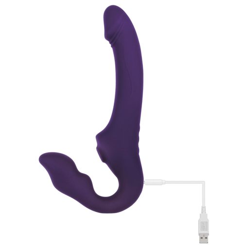 Evolved 2 Become 1 Rechargeable Remote-Controlled Silicone Strapless Strap-On With Suction Purple - Image 6