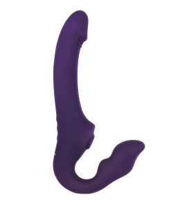 Evolved 2 Become 1 Rechargeable Remote-Controlled Silicone Strapless Strap-On With Suction Purple