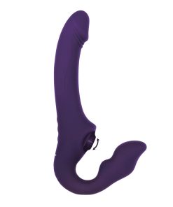 Evolved 2 Become 1 Rechargeable Remote-Controlled Silicone Strapless Strap-On With Suction Purple