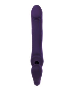 Evolved 2 Become 1 Rechargeable Remote-Controlled Silicone Strapless Strap-On With Suction Purple