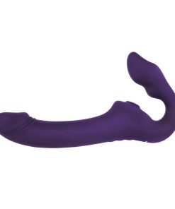 Evolved 2 Become 1 Rechargeable Remote-Controlled Silicone Strapless Strap-On With Suction Purple