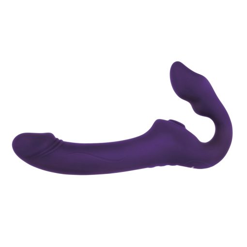 Evolved 2 Become 1 Rechargeable Remote-Controlled Silicone Strapless Strap-On With Suction Purple - Image 11