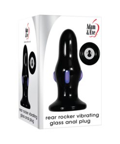 Adam & Eve Rear Rocker Rechargeable Vibrating Glass Anal Plug Black