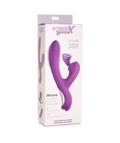Curve Toys Power Bunny Shivers Rechargeable Silicone Suction Dual Stimulation Vibrator Purple