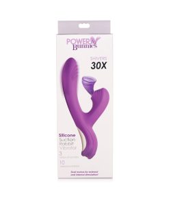 Curve Toys Power Bunny Shivers Rechargeable Silicone Suction Dual Stimulation Vibrator Purple