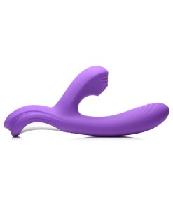 Curve Toys Power Bunny Shivers Rechargeable Silicone Suction Dual Stimulation Vibrator Purple